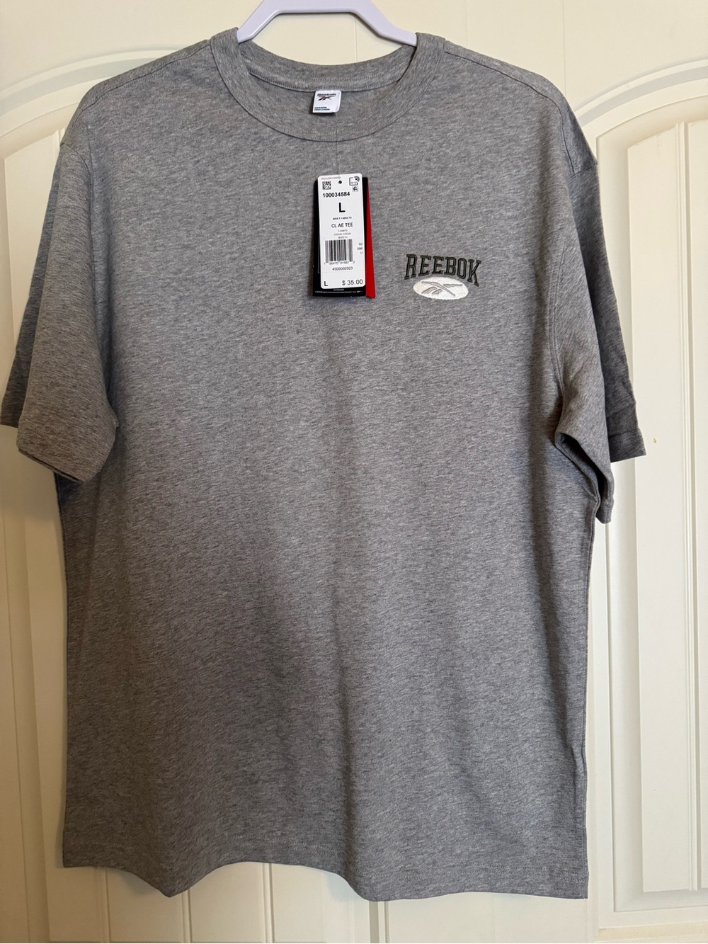 Reebok Men's Light Grey Crewneck Logo Tee